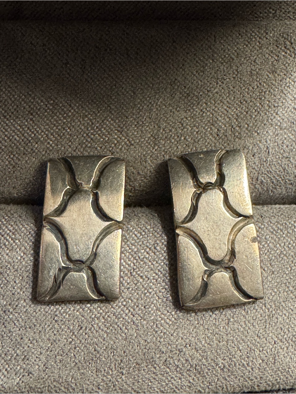 Vintage Taxco Mexico 925 Sterling Silver Modernist Geometric Stud Earrings